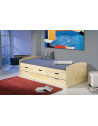 Lit simple Marinella avec 3 tiroirs et 1 tiroir lit - l 205 x P 98 x 63 cm - Beige