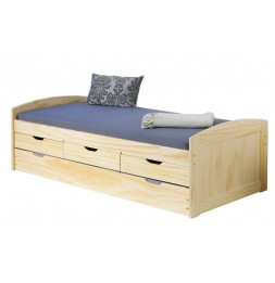 Lit simple Marinella avec 3 tiroirs et 1 tiroir lit - l 205 x P 98 x 63 cm - Beige