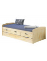 Lit simple Marinella avec 3 tiroirs et 1 tiroir lit - l 205 x P 98 x 63 cm - Beige