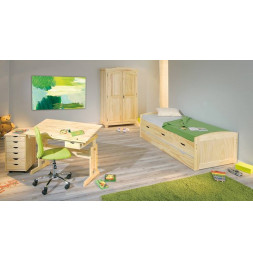 Lit simple Marinella avec 3 tiroirs et 1 tiroir lit - l 205 x P 98 x 63 cm - Beige