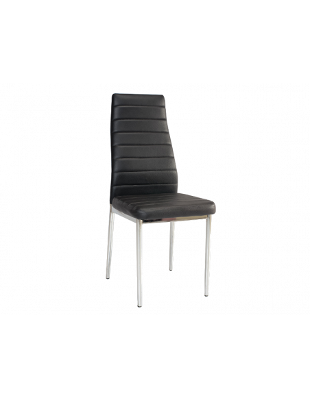 Chaise moderne - H261 - 40 x 38 x 96 cm - Cadre chromé - Noir