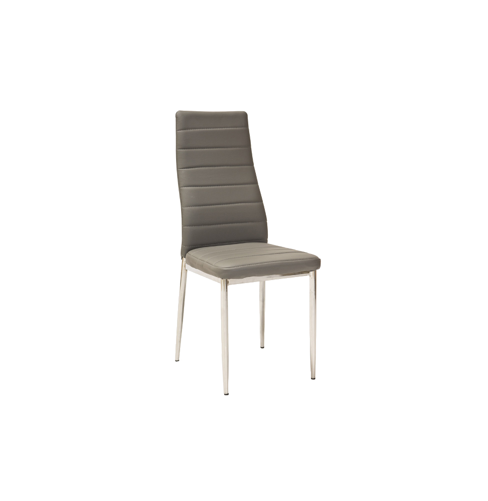Chaise moderne - H261 - 40 x 38 x 96 cm - Cadre chromé - Gris