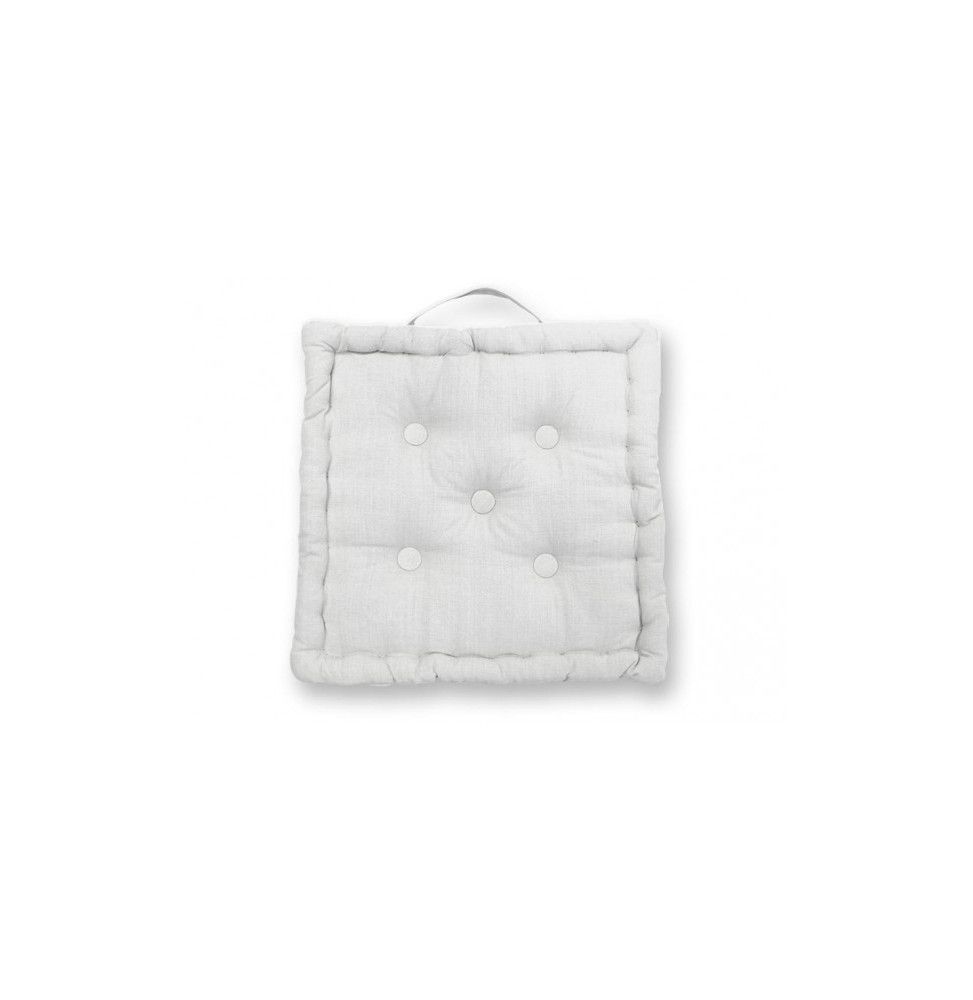 Coussin tapissier Panama en coton - 50 x 50 x 10 cm - Blanc