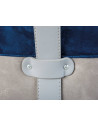 Tabouret Osane en velours avec lanière - l 38 x P 32 x H 43 cm - Bleu et gris