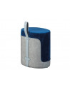 Tabouret Osane en velours avec lanière - l 38 x P 32 x H 43 cm - Bleu et gris