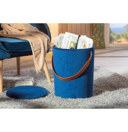 Tabouret Papua avec espace de rangement - l 35 x P 35 x H 45 cm - Bleu