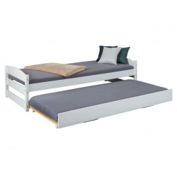 Lit gigogne Vindas en bois massif - l 209 x P 97 x H 52 cm - Blanc