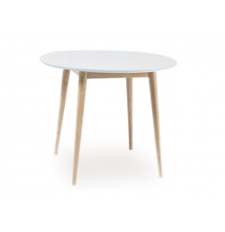 Table ronde - Larson - D 90  H 75 cm - Couleur chêne et blanc