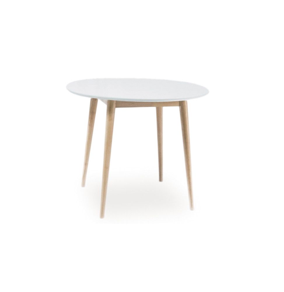 Table ronde - Larson - D 90  H 75 cm - Couleur chêne et blanc