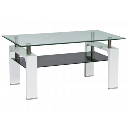 Table basse double niveau - Lisa II - 110 x 60 x 55 cm - Blanc