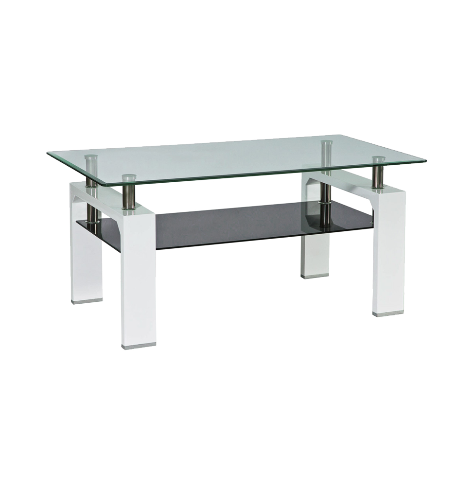 Table basse double niveau - Lisa II - 110 x 60 x 55 cm - Blanc