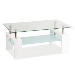 Table basse double niveau - Lisa Basic II - 100 x 60 x 55 cm - Blanc laqué