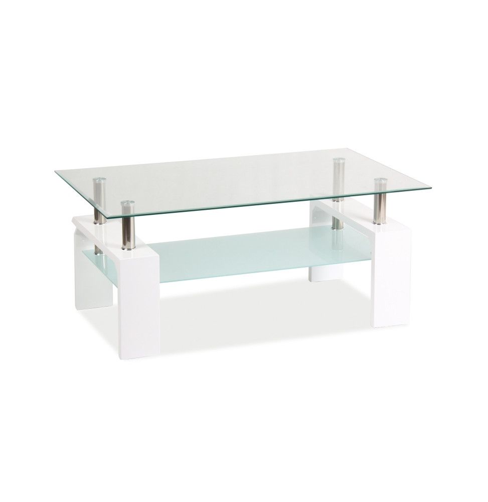 Table basse double niveau - Lisa Basic II - 100 x 60 x 55 cm - Blanc laqué