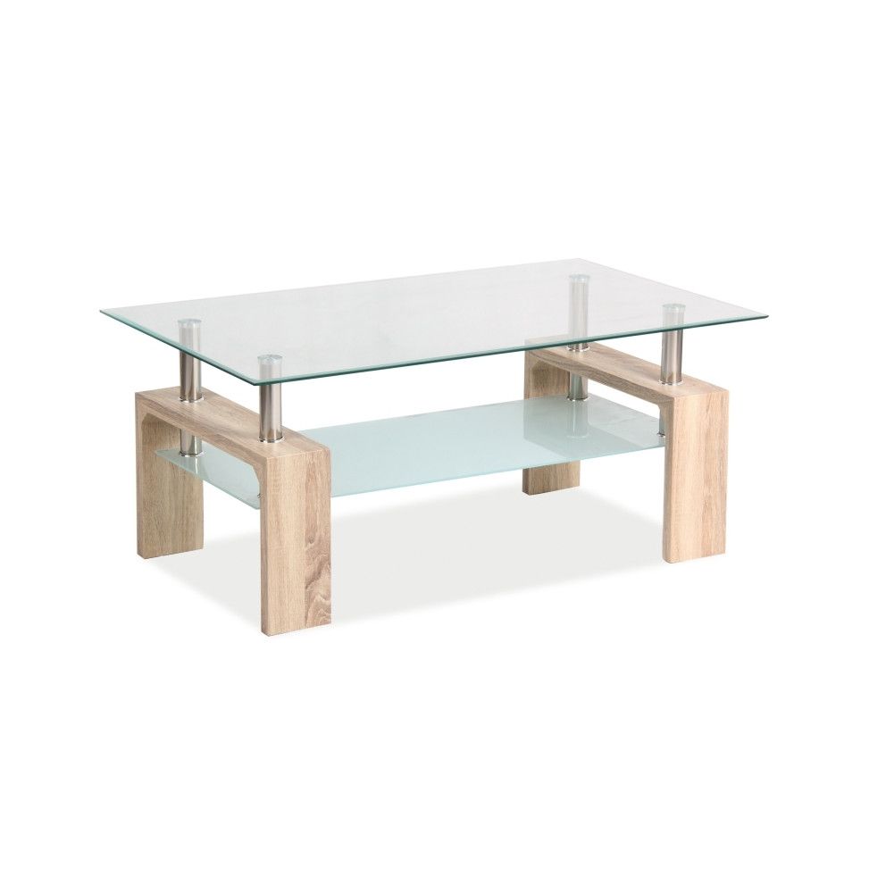 Table basse double niveau - Lisa Basic II - 100 x 60 x 55 cm - Couleur chêne sonoma
