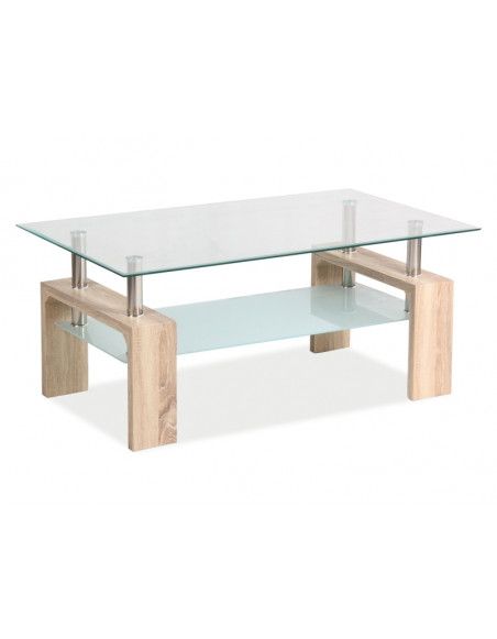 Table basse double niveau - Lisa Basic II - 100 x 60 x 55 cm - Couleur chêne sonoma