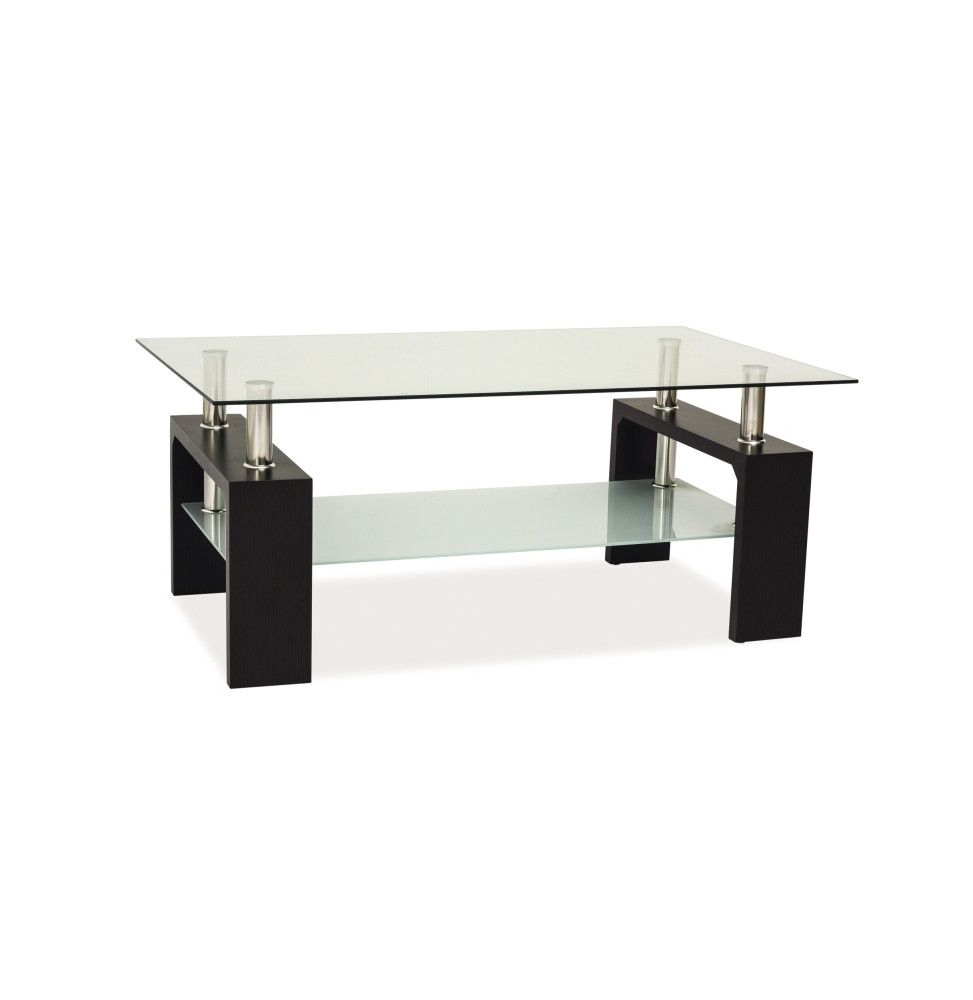 Table basse double niveau - Lisa Basic II - 100 x 60 x 55 cm - Couleur wengé