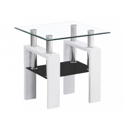 Table basse d'appoint - Lisa D - 60 x 60 x 55 cm - Couleur blanc laqué