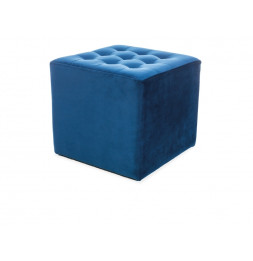 Pouf en tissu de velours - Lori - 39 x 39 x 34 cm - Bleu