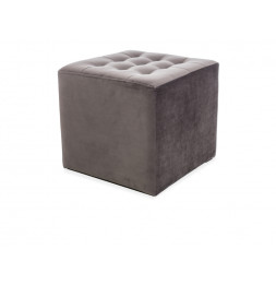 Pouf en tissu de velours - Lori - 39 x 39 x 34 cm - Gris