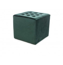 Pouf en tissu de velours - Lori - 39 x 39 x 34 cm - Vert