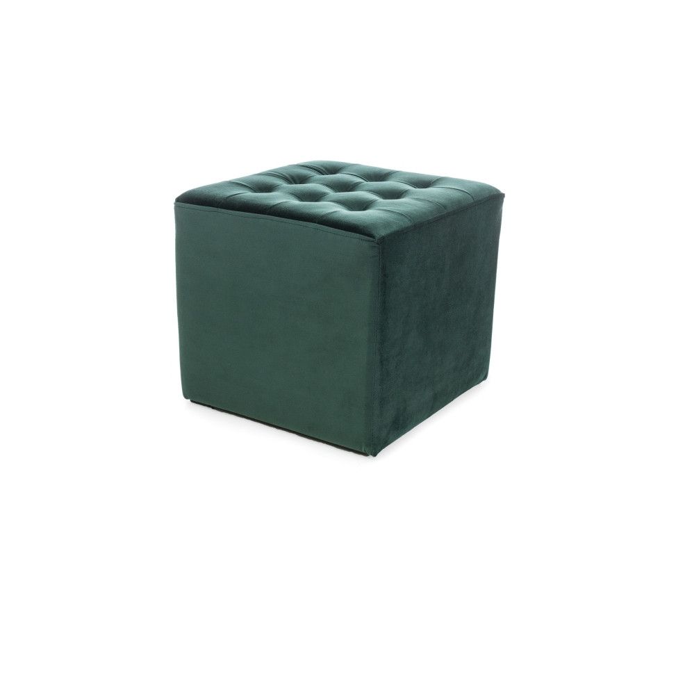 Pouf en tissu de velours - Lori - 39 x 39 x 34 cm - Vert