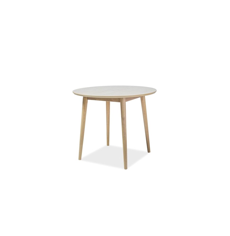 Table ronde - Nelson - D 90 cm x H 75 cm - Couleur chêne blanchi