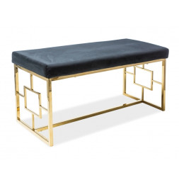 Banc en tissu de velours - 100 x 46 x 48 cm - Noir