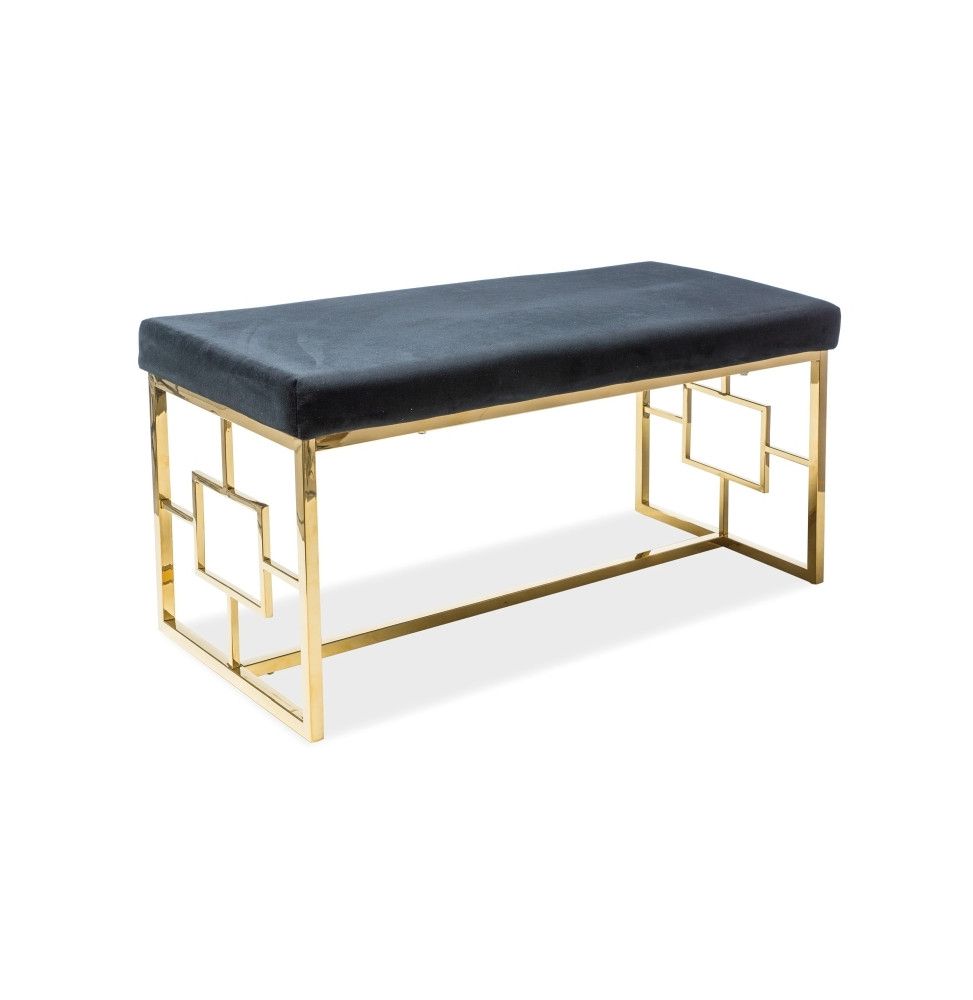 Banc en tissu de velours - 100 x 46 x 48 cm - Noir