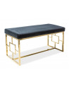 Banc en tissu de velours - 100 x 46 x 48 cm - Noir