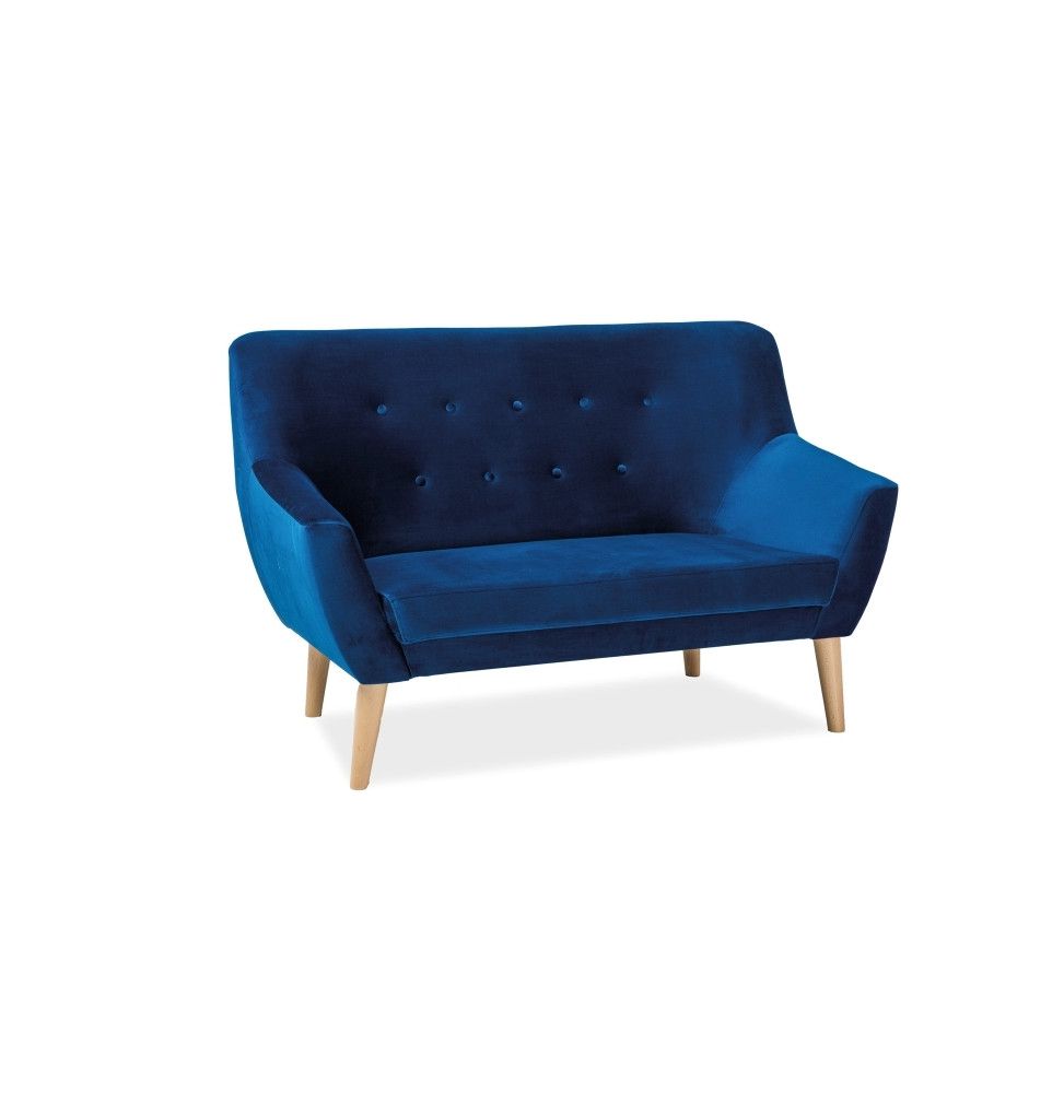 Canapé 2 places en tissu de velours - Nordic 2 - 136 x 75 x 90 cm - Bleu
