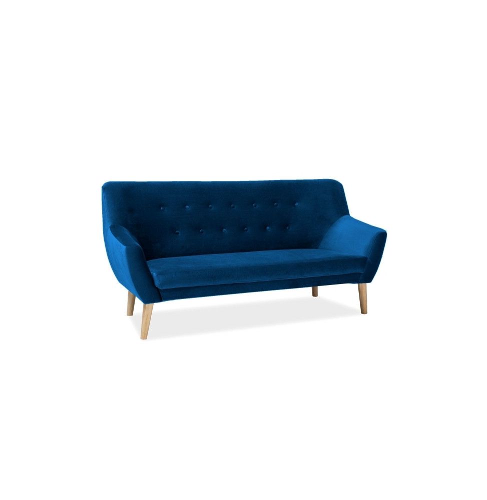 Canapé 3 places en tissu de velours - Nordic 3 - 180 x 75 x 90 cm - Bleu