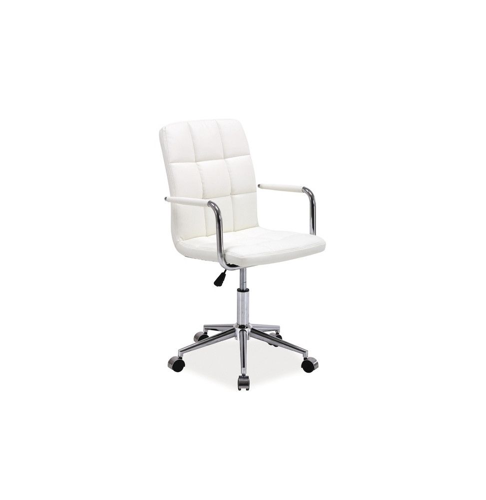 Chaise de bureau à roulettes - Q022 - 51 x 40 x 87 cm - Cuir PU - Blanc