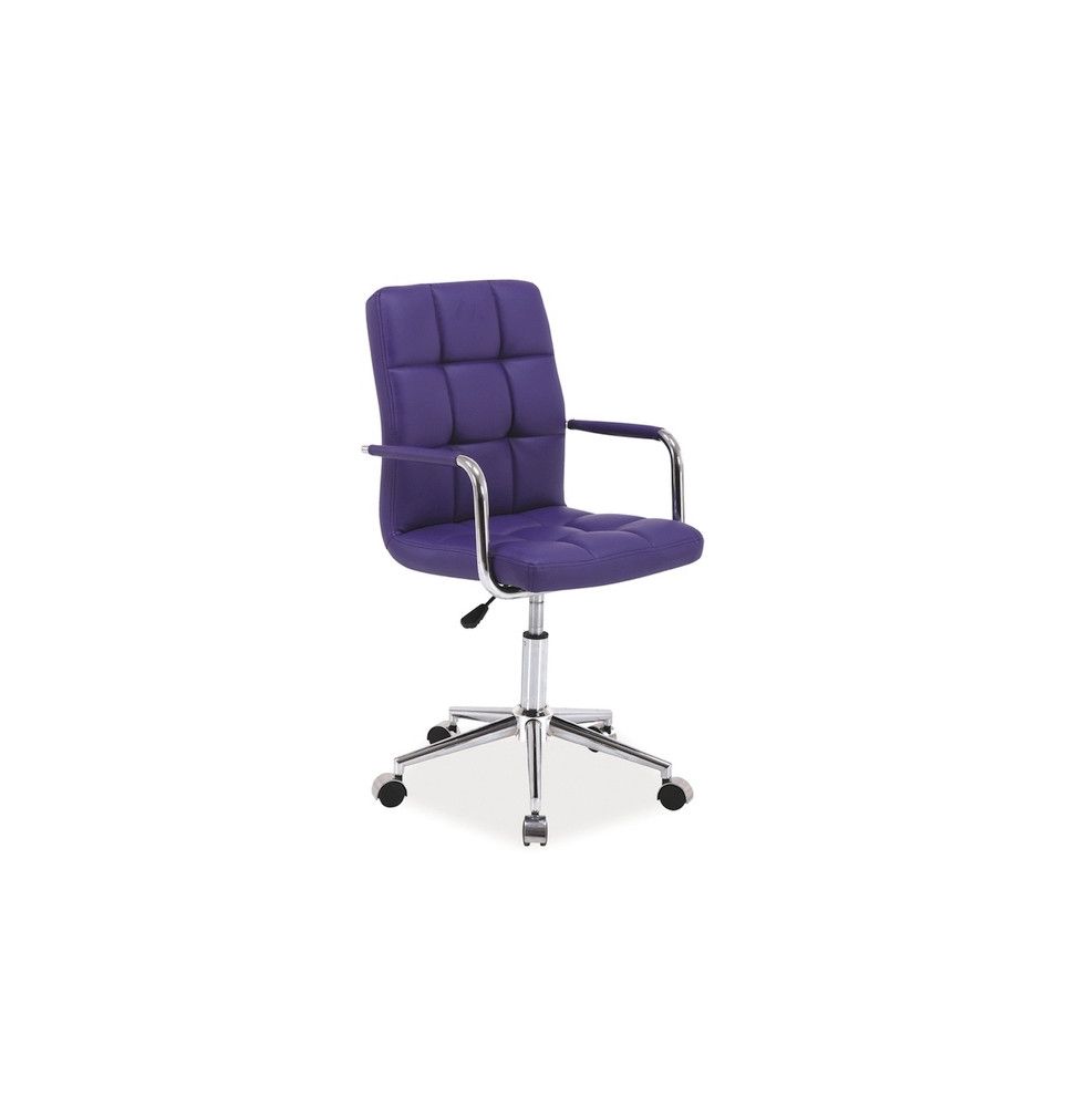 Chaise de bureau à roulettes - Q022 - 51 x 40 x 87 cm - Cuir PU - Violet