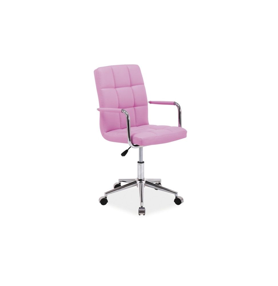 Chaise de bureau à roulettes - Q022 - 51 x 40 x 87 cm - Cuir PU - Rose
