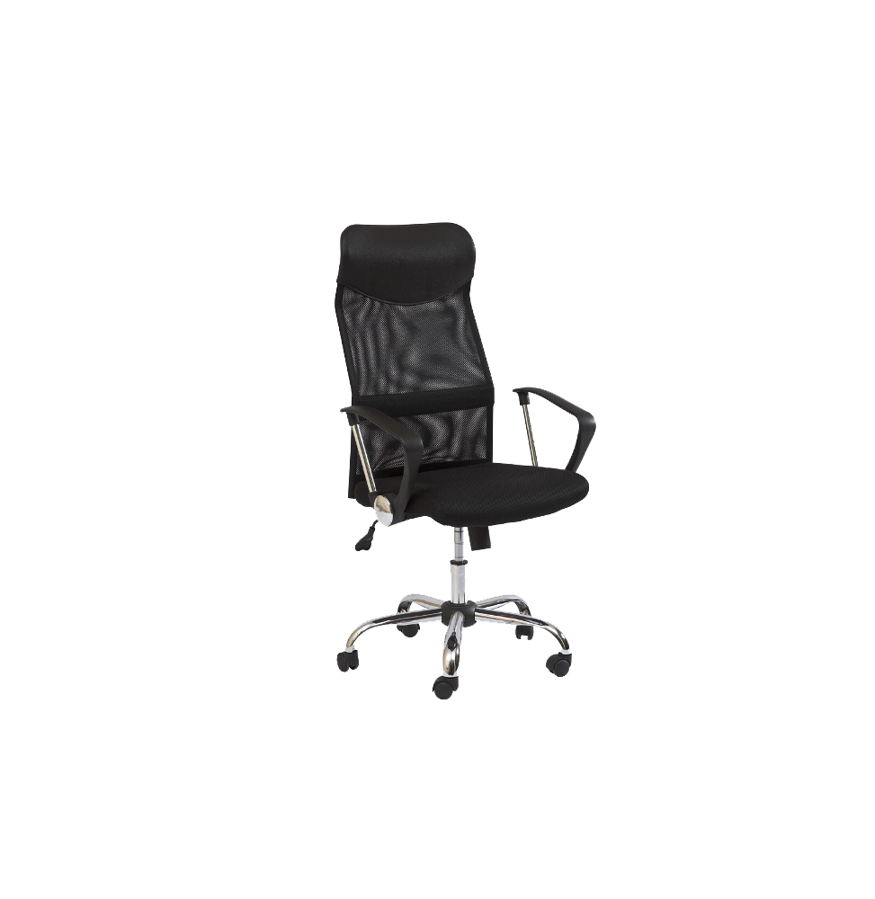 Chaise de bureau à roulettes - Q025 - 62 x 50 x 107 cm - Tissu - Noir