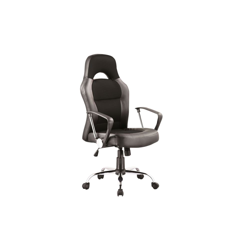 Chaise de bureau à roulettes - Q033 - 63 x 50 x 116 cm - Noir