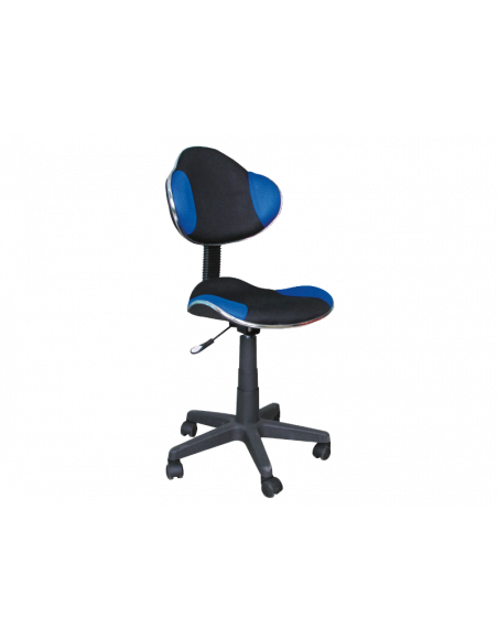 Chaise de bureau à roulettes - QG2 - 48 x 41 x 84 cm - Noir et bleu