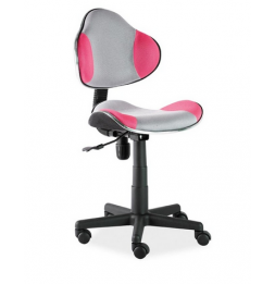 Chaise de bureau à roulettes - QG2 - 48 x 41 x 84 cm - Gris et rose