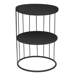 Table d'appoint double niveau - Kobu - D 36 x H 52 cm - Noir