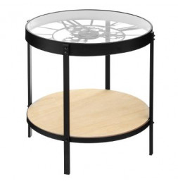 Table d'appoint double niveau - Table pendule - Meca - D 50,5 x H 49 cm