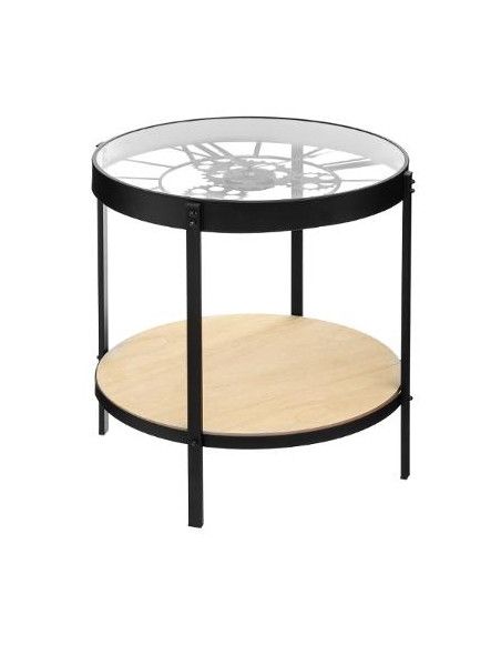 Table d'appoint double niveau - Table pendule - Meca - D 50,5 x H 49 cm