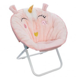 Fauteuil en tissu pliant - Design licorne - 50 x 40 x 50 cm - Rose