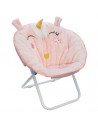 Fauteuil en tissu pliant - Design licorne - 50 x 40 x 50 cm - Rose