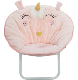 Fauteuil en tissu pliant - Design licorne - 50 x 40 x 50 cm - Rose