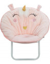 Fauteuil en tissu pliant - Design licorne - 50 x 40 x 50 cm - Rose