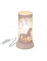 Lampe à poser - Décor cheval - D 11,5 x H 20,5 cm - Rose