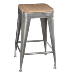 Tabouret Joris en métal - L 38 x l 38 x H 59,9 cm - Gris