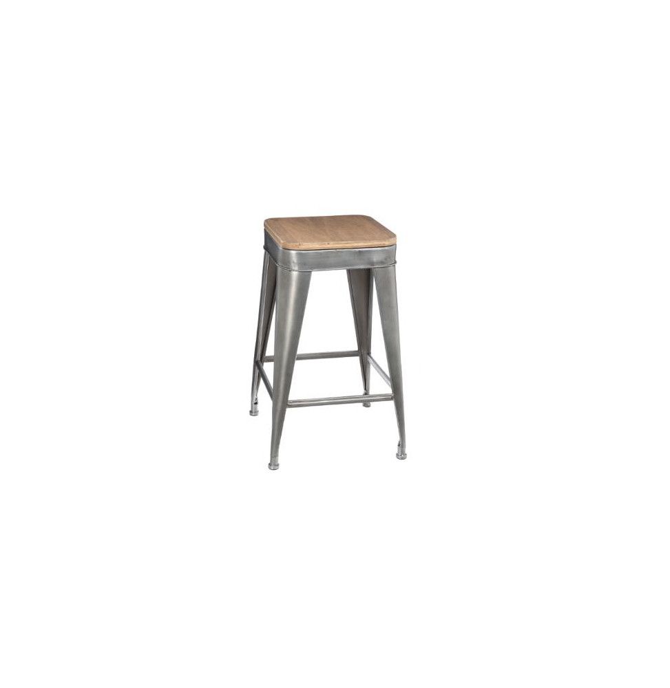 Tabouret Joris en métal - L 38 x l 38 x H 59,9 cm - Gris