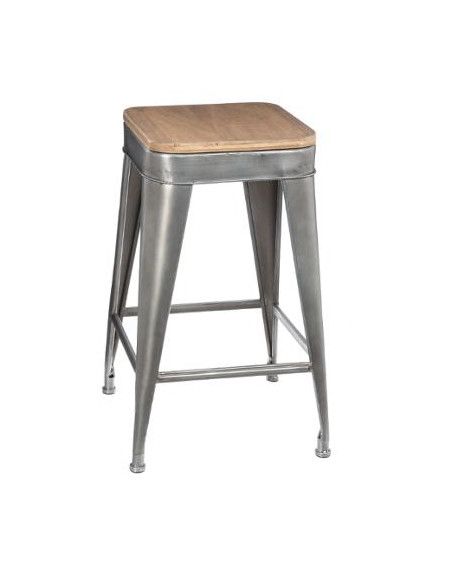 Tabouret Joris en métal - L 38 x l 38 x H 59,9 cm - Gris