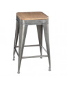 Tabouret Joris en métal - L 38 x l 38 x H 59,9 cm - Gris